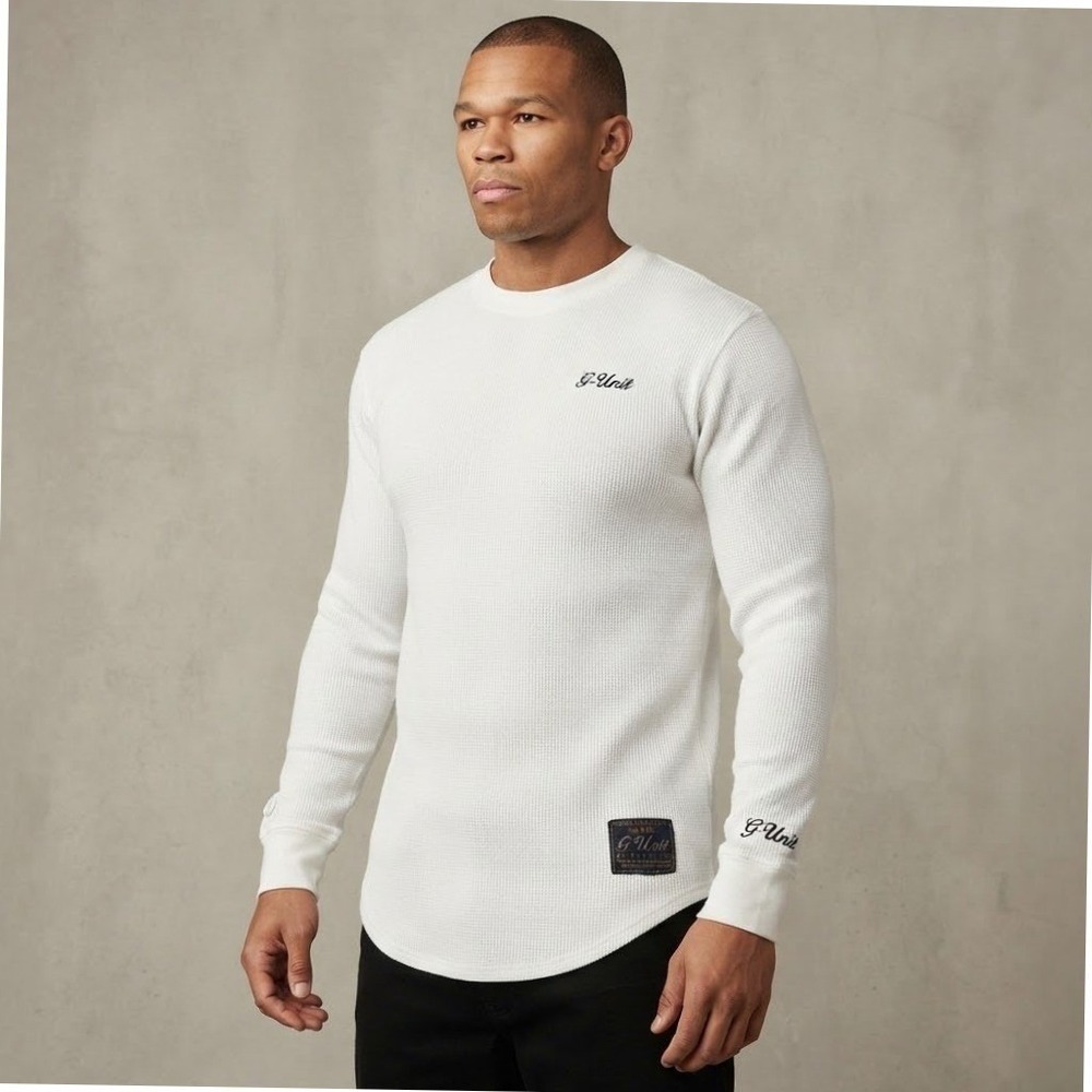 G-Unit Thermal Shirt Mens XL White Waffle Knit Heavyweight Streetwear Y2K